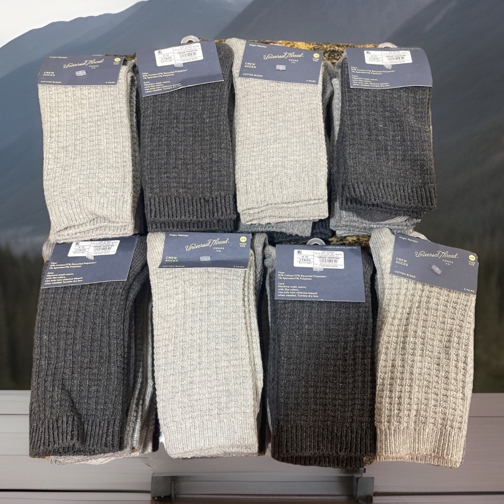 Lot Of 8 3pkg Universal Thread Women Waffle Cotton Blend Crew Socks Shoe Sz 4-10